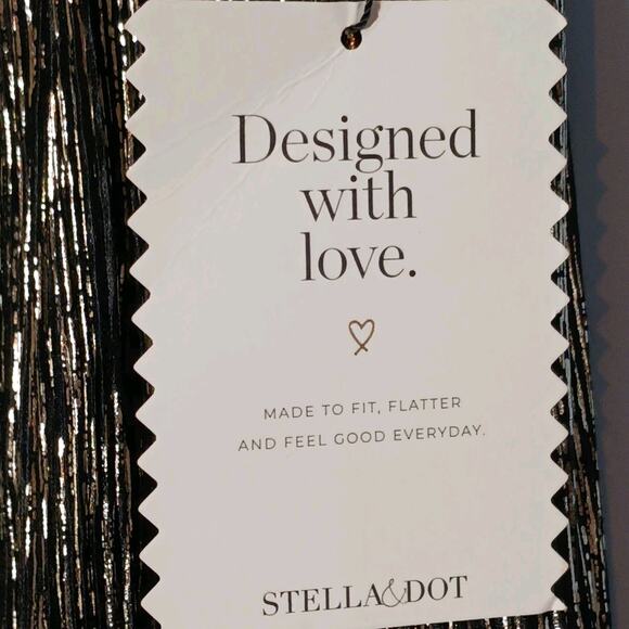 NWT STELLA & DOT Silver Metallic Skirt Womens Large Stretch Pull-On Fully Lined - Picture 2 of 8